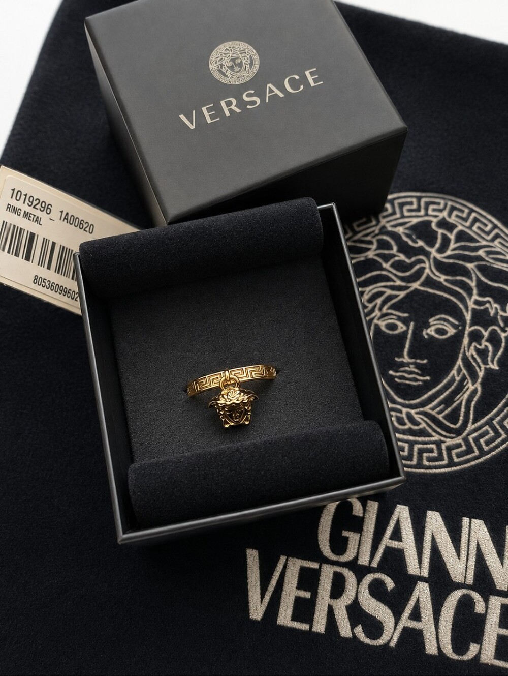 NIB Versace Gold Eternity Keyring Design w/ Medusa Charm & Dusty - US 6 | EU 11